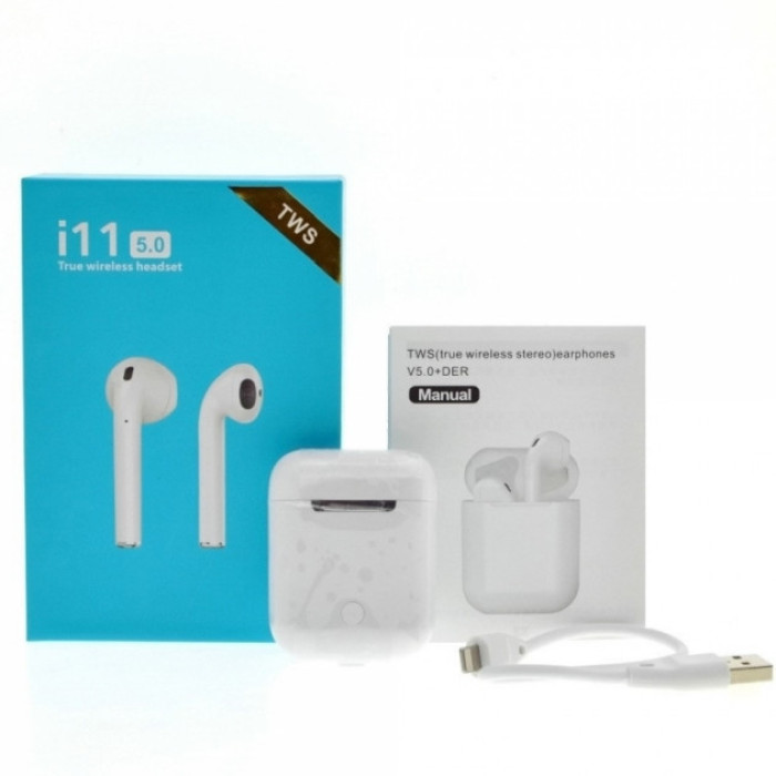 Бездротові навушники з сенсорним управлінням Unit i11 TWS Sensor Stereo Bluetooth 5.0. Колір білий