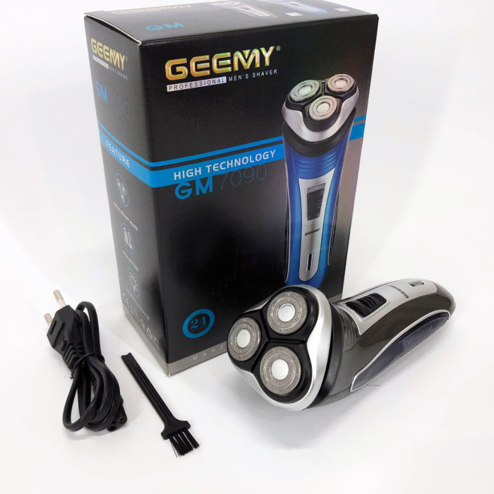 Електробритва GEEMY GM-7090 3 в 1 тример, бездротова електробритва, Тример для вусів. Колір: синій