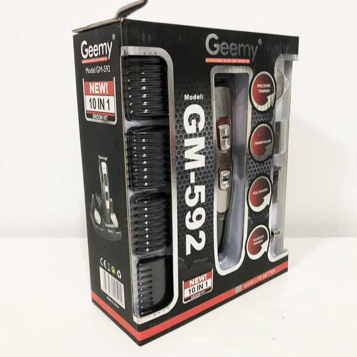 Машинка для стрижки 10в1 GEMEI GM-592, машина для окантування, підстригальна машинка. Колір: червоний