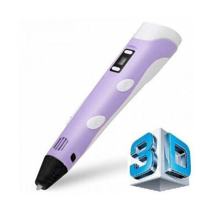 3D ручка Smart 3D Pen 2 c LCD дисплеєм, Ручка для об'ємного малювання, Дитяча 3д ручка. Колір: фіолетовий