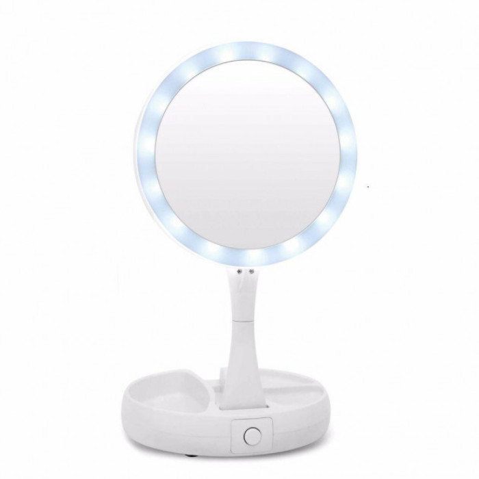 Складне дзеркало для макіяжу з Led підсвічуванням кругле збільшувальне 10x My Fold Away Mirror