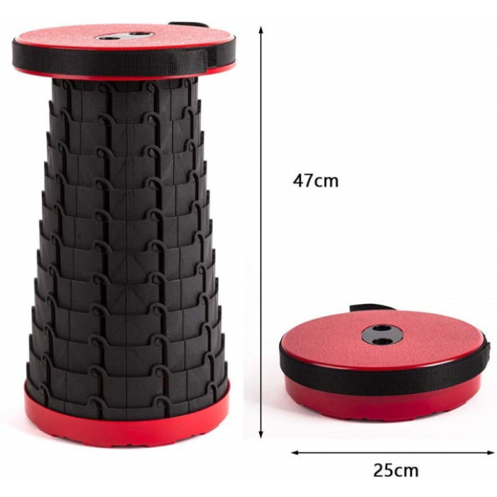 Розкладний стілець, складаний табурет Retractable Stool. Колір червоний