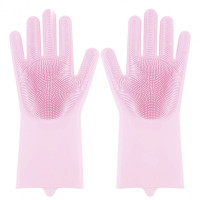 Силіконові рукавички Magic Silicone Gloves Pink для прибирання чистки миття посуду для будинку. Колір рожевий
