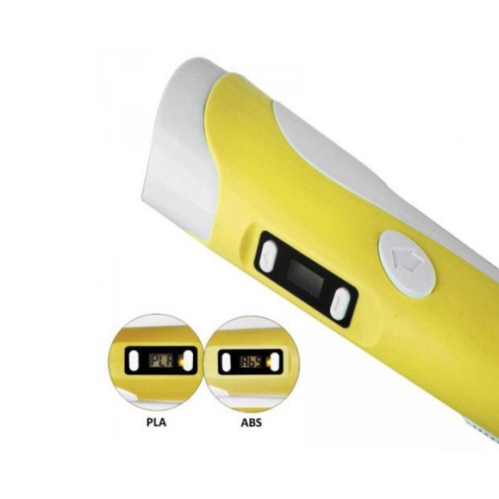 3D ручка Smart 3D Pen 2 c LCD дисплеєм, Дитяча електро ручка для фігурок із пластику. Колір: жовтий