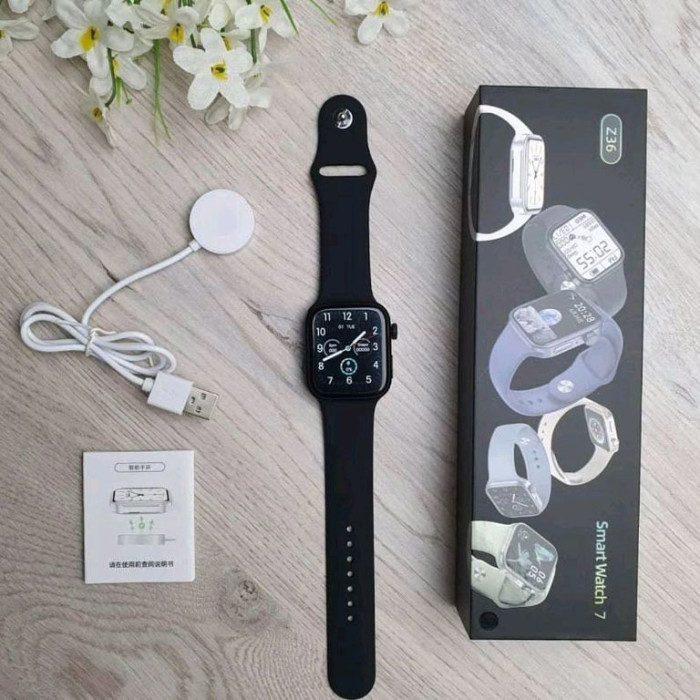 Розумний смарт годинник Smart Watch Z37 голосовий виклик, температура тіла, пульсометр, тонометр. Колір: чорний
