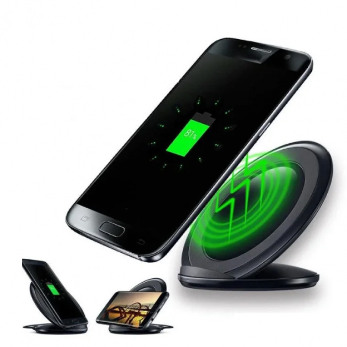 Швидке бездротове заряджання для телефону FAST CHARGE WIRELESS S7 бездротове зарядне. Колір: чорний