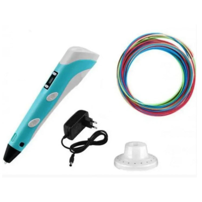 3D ручка Smart 3D Pen 2 c LCD дисплеєм, Цікава ручка 3д для дітей, Оригінальна. Колір: блакитний