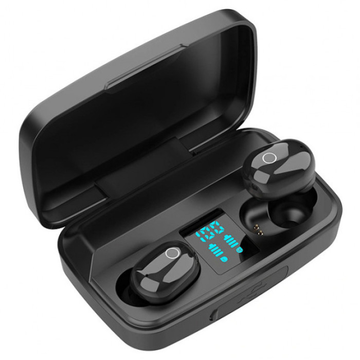Bluetooth стерео навушники бездротові з боксом для зарядки Air J16 TWS Original. Колір чорний