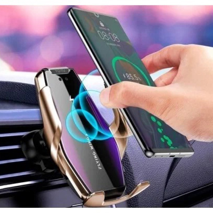 Автомобільний тримач S7 для телефону з швидкою зарядкою S7. Колір: золотий