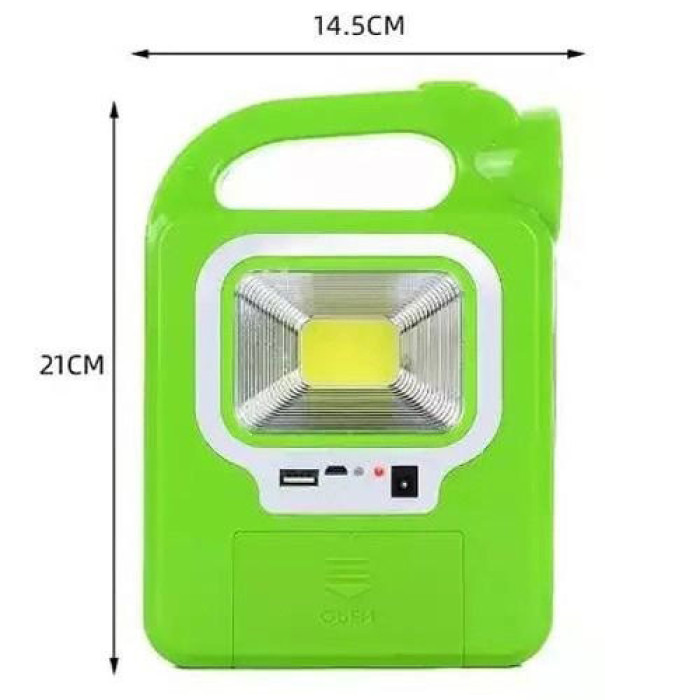 Ліхтар кемпінг переносний 6399А - LED+COB, power bank, 2x18650, сонячна батарея. Колір: зелений