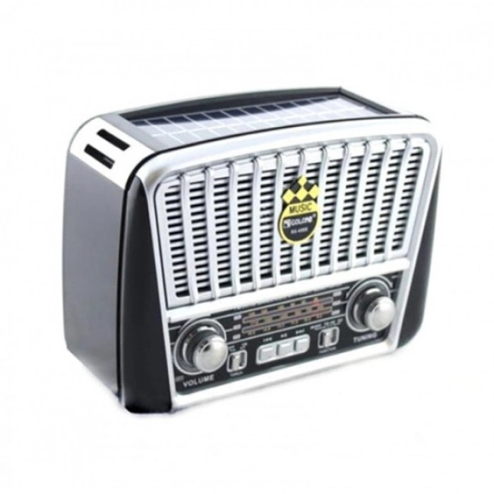 Радіоприймач Golon RX-455S USB / акумулятор сонячна панель FM радіо з mp3 програвачем. Колір: Сірий