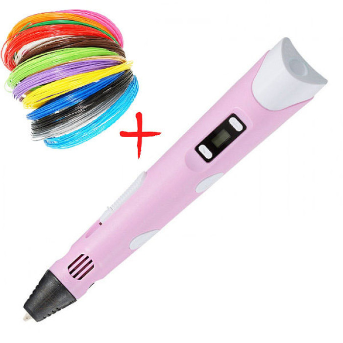 3D ручка Smart 3D Pen 2 c LCD дисплеєм, 3D ручка для розвитку уваги. Колір: рожевий
