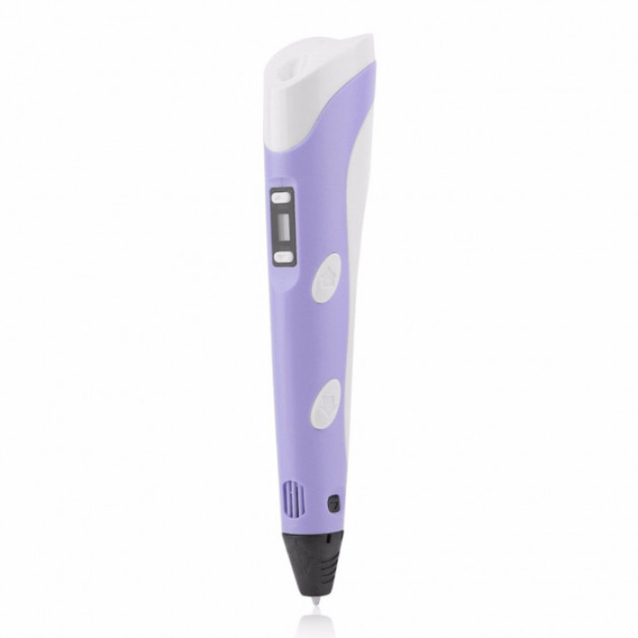 3D ручка Smart 3D Pen 2 c LCD дисплеєм, Ручка для об'ємного малювання, Дитяча 3д ручка. Колір: фіолетовий
