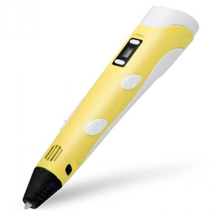 3D ручка Smart 3D Pen 2 c LCD дисплеєм, Дитяча електро ручка для фігурок із пластику. Колір: жовтий
