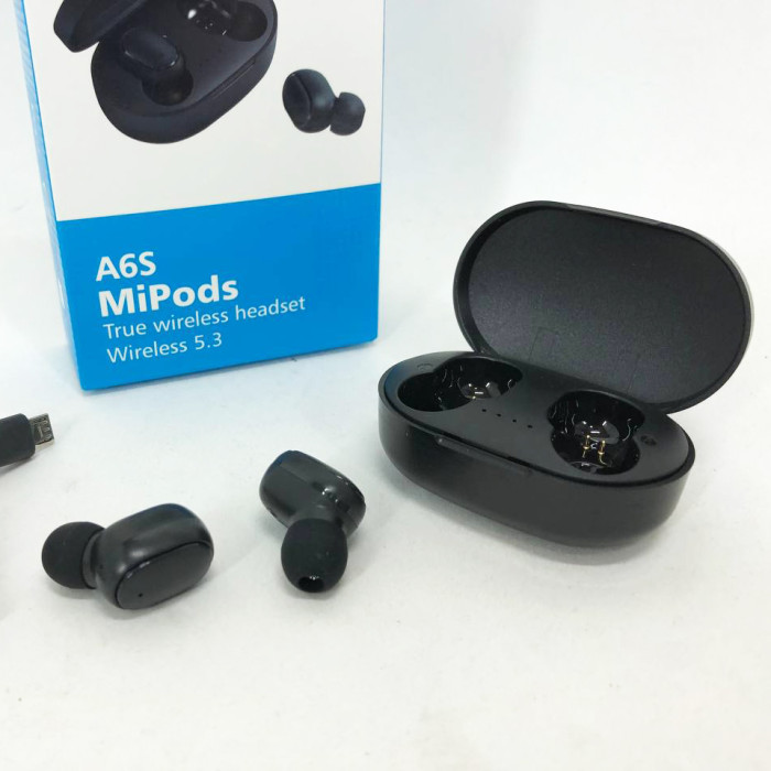 Навушники бездротові блютуз TWS MiPods A6S True, бездротові навушники для смартфона. Колір чорний