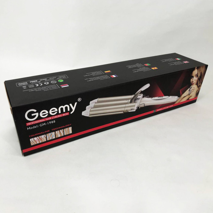 Плойка потрійна хвиля GEMEI GM-1988-25 керамічне покриття з регулювань температури