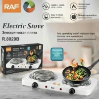 Електрична плитка RAF 8020B 2000W плита на дві конфорки біла для кухні дачі настільна спіральна