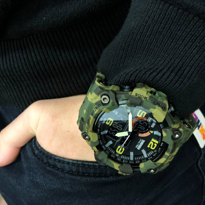 Годинник наручний чоловічий SKMEI 1520CMGN CAMO GREEN, годинник військовий чоловічий, для військовослужбовців. Колір: камуфляж