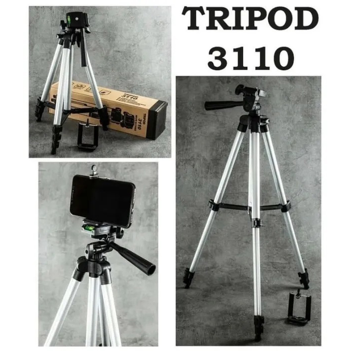 Штатив для телефону та фотоапарата Tripod 3110 PRO портативний трипод 0,35-1.02м висота. Колір: срібний