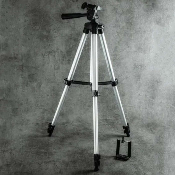 Штатив для телефону та фотоапарата Tripod 3110 PRO портативний трипод 0,35-1.02м висота. Колір: срібний