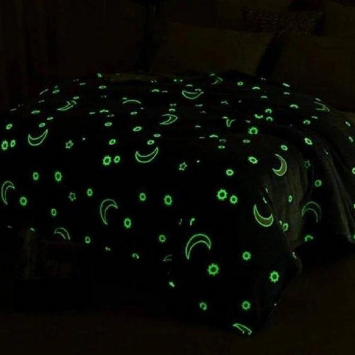 Плед, що світиться в темряві, плюшеве покривало Blanket kids Magic Star 150х100 см флісова ковдра. Колір: синій