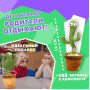 Танцюючий кактус співаючий 120 пісень з підсвічуванням Dancing Cactus TikTok іграшка Повторюшка кактус