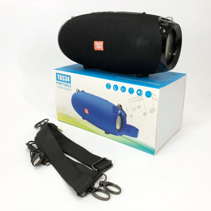 Портативна колонка Bluetooth TG534 SD IPX5 з ремінцем, акумуляторна колонка для музики. Колір: чорний