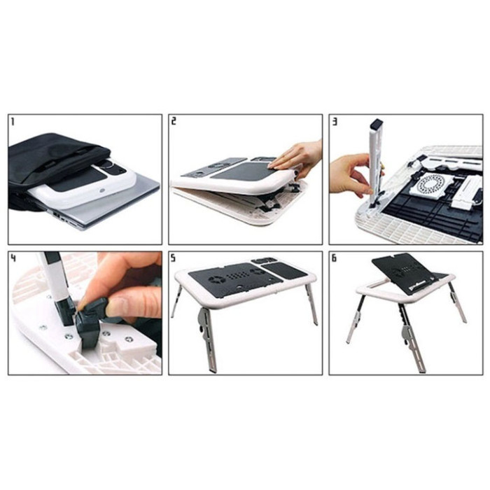 Складаний столик для ноутбука LD-09 E-Table, столик з охолодженням 2 USB кулера, Стіл підставка з вентиляцією