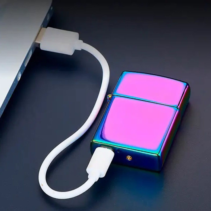 Дугова електроімпульсна запальничка USB Україна металева коробка HL-447. Колір: хамелеон