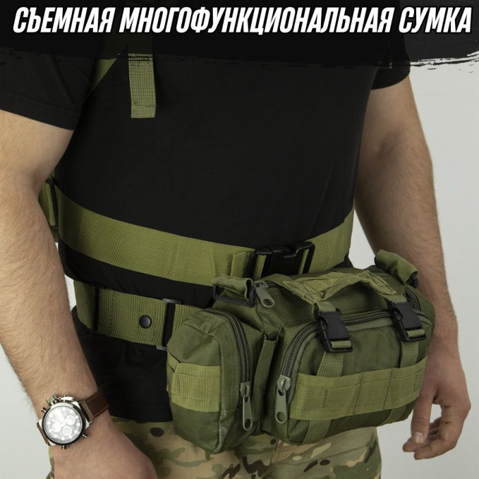 Рюкзак тактичний 55л з трьома підсумками! Якісний штурмовий для походу подорожей великий рюкзак баул