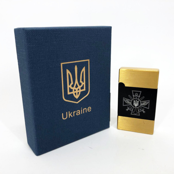 Запальничка газова Україна (Подарунка, турбо полум'я) HL-393-1. Колір: золото
