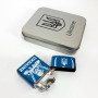 Дугова електроімпульсна запальничка USB Україна (металева коробка) HL-449. Колір: синій