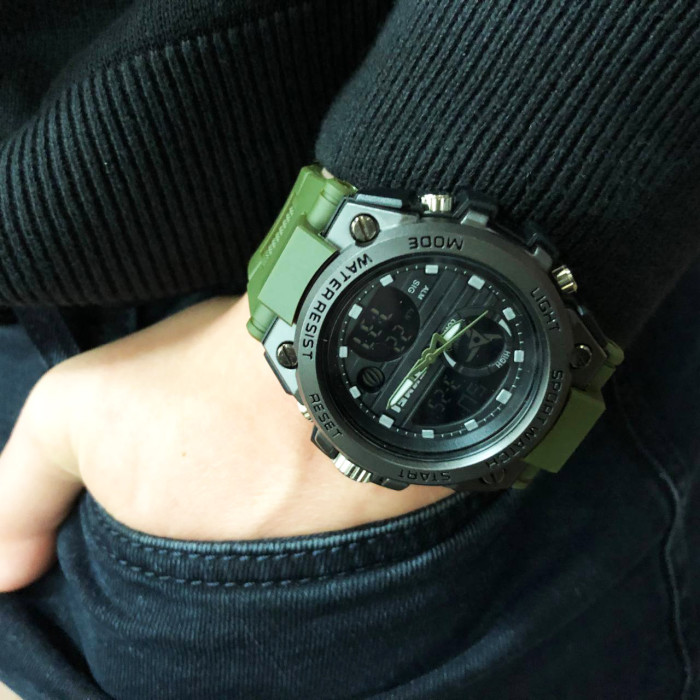 Годинник наручний чоловічий SKMEI 2031AG ARMY GREEN, годинник тактичний протиударний. Колір: зелений