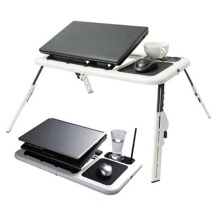 Складаний столик для ноутбука LD-09 E-Table, столик з охолодженням 2 USB кулера, Стіл підставка з вентиляцією