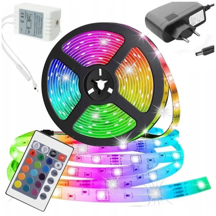 Світлодіодна стрічка SMD 5050 RGB LED 2 м IP65 з пультом та блоком живлення USB, 2м, Стрічка світлодіодна 5050