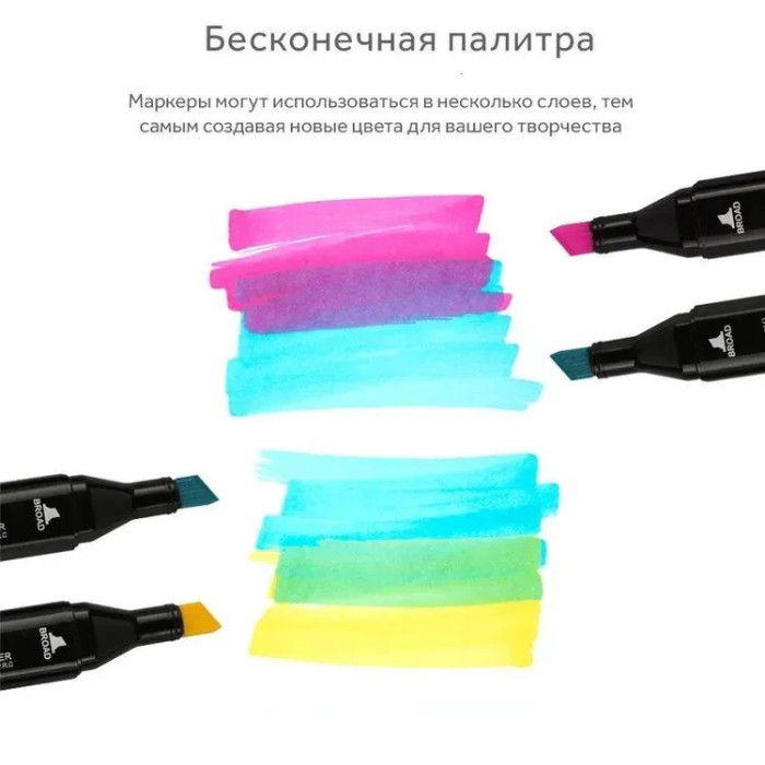 Набір маркерів скетч для малювання Touch 60 шт двосторонні професійні фломастери для художників