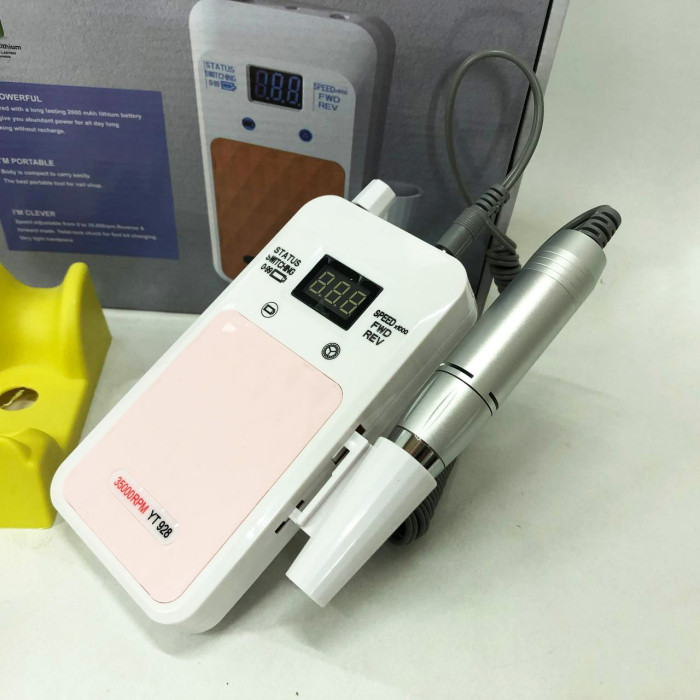 Портативний фрезер для нігтів Nail Drill YT-928 акумуляторний з індикатором заряду на 35 000 оборотів. Колір: білий