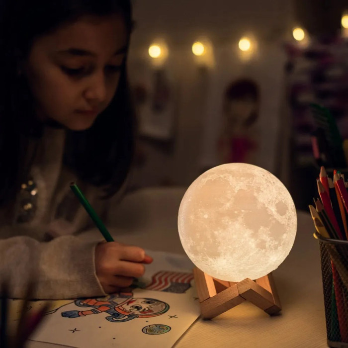 Нічник світиться місяць Moon Lamp 18 см, Ночник дитячий для кімнати, Дитячий нічник безпечний для дитини