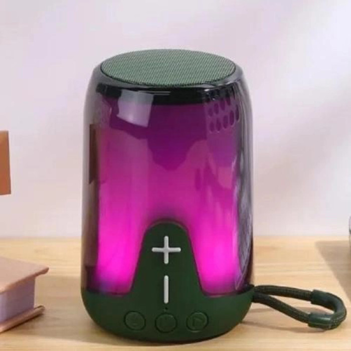 Портативна колонка TG652 5W з RGB підсвічуванням та ремінцем, колонка з акумулятором блютуз. Колір: зелений
