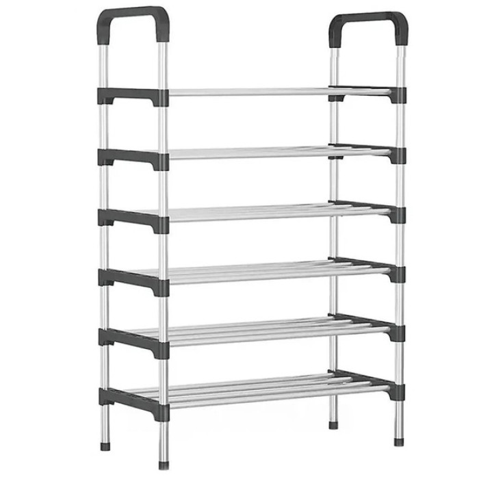 Полиця для взуття Shoe Rack 6 полиць Органайзер стійка 6 секцій 56х28х113см. Колір: чорний