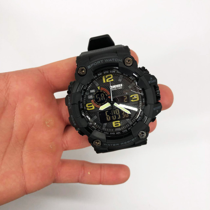 Годинник наручний чоловічий SKMEI 1520BK BLACK, армійський годинник протиударний. Колір: чорний