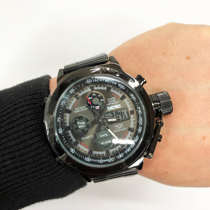 Годинник наручний чоловічий SKMEI 1515BK BLACK, годинник наручний електронний тактичний. Колір: чорний