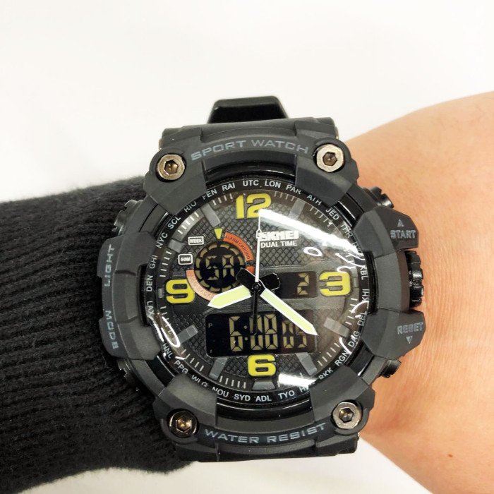 Годинник наручний чоловічий SKMEI 1520BK BLACK, армійський годинник протиударний. Колір: чорний