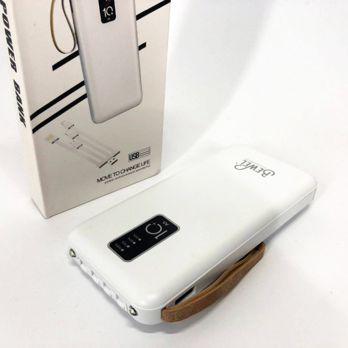 Power Bank зарядний пристрій на сонячній батареї 10000mAh з індикатором заряду. Колір: білий