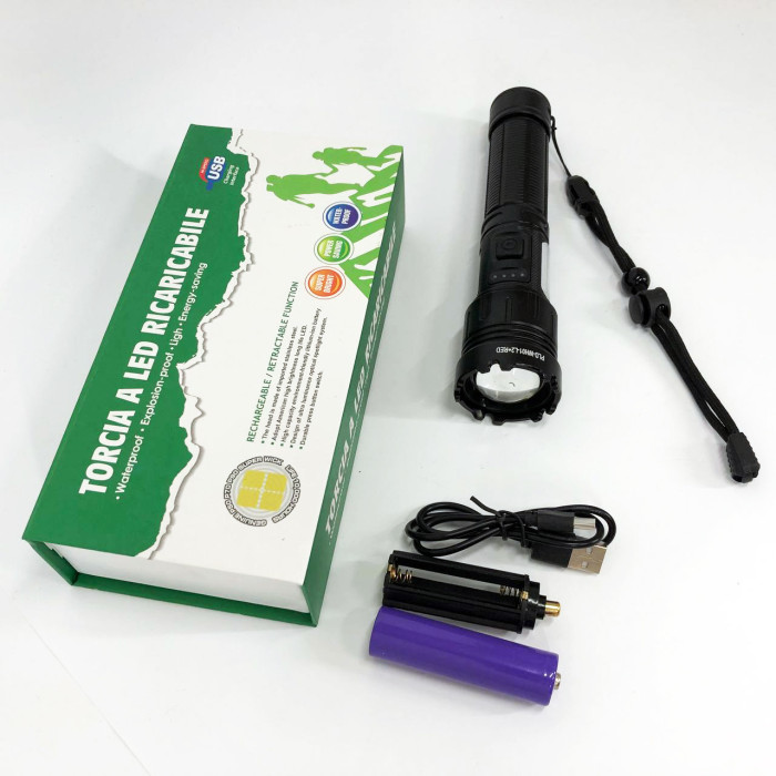 Ліхтар ручний WH01-L2-COB power bank, Ліхтарик світлодіодний ручний акумуляторний портативний