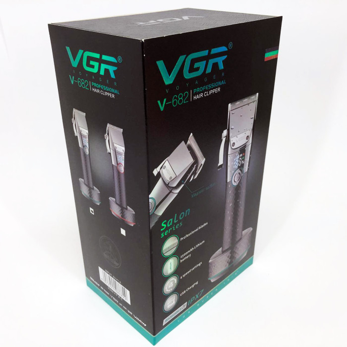 Професійна бездротова машинка для стрижки VGR V-682 тример для волосся, бороди та вусів на підставці