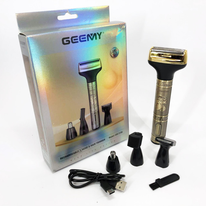 Чоловічий набір Geemy GM-3158, Тример бездротової, Машинка чоловіча для гоління, Тример бритва для бороди.