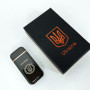 Дугова електроімпульсна запальничка USB Герб України (індикатор заряду, ліхтарик) HL-442. Колір чорний