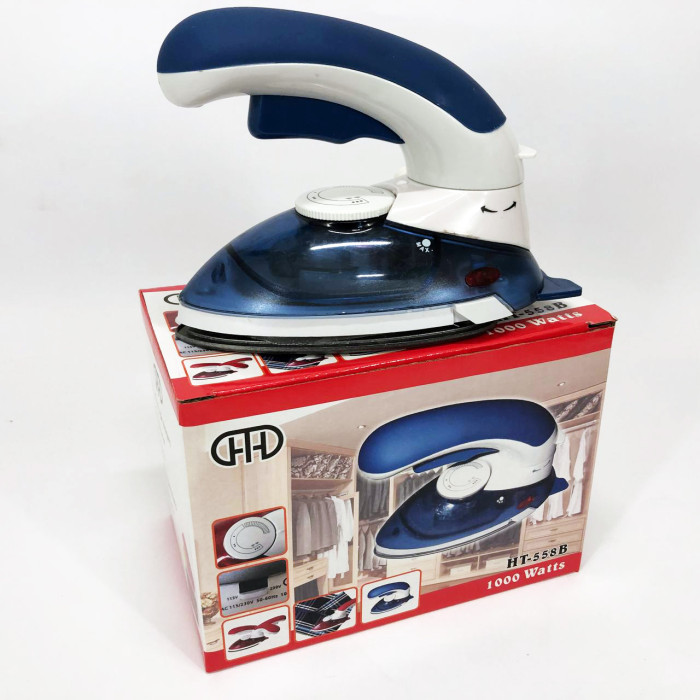 Відпарювач Mini Steam Iron HT-558B, Праска електрична парова, Парова праска для одягу. Колір: синій