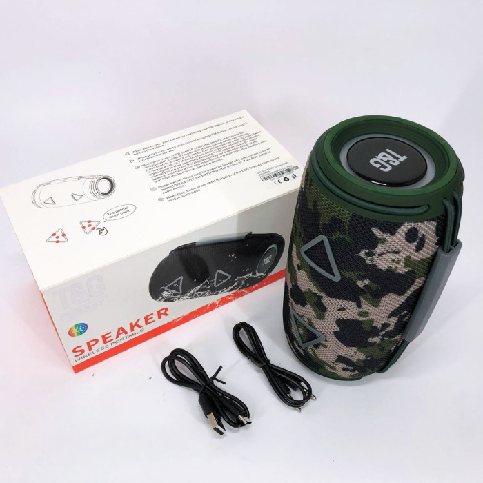 Bluetooth-колонка TG657 з RGB підсвічуванням 1500 mAh, Гучна блютуз колонка. Колір: камуфляж